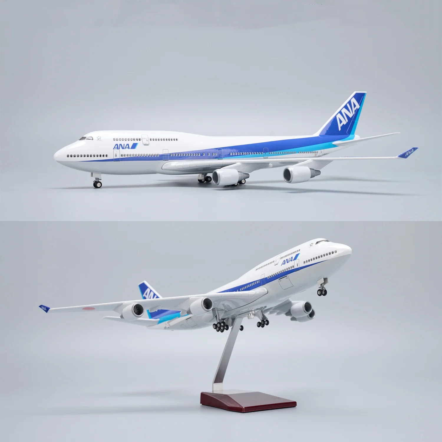 47cm ANA Japan Airlines B747 Collectible Aircraft 1:150 Scale Plane Plastic Model with Landing Gear Wheels Light Souvenir Hobby