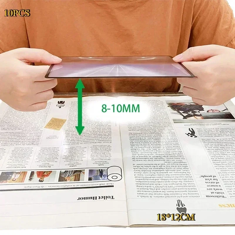 ‌Ultra-Thin Magnifying Sheet Acrylic Lens HD Magnifier Loupe for Reading Small Prints Maps Books Crafts 180*120mm (10PCS）
