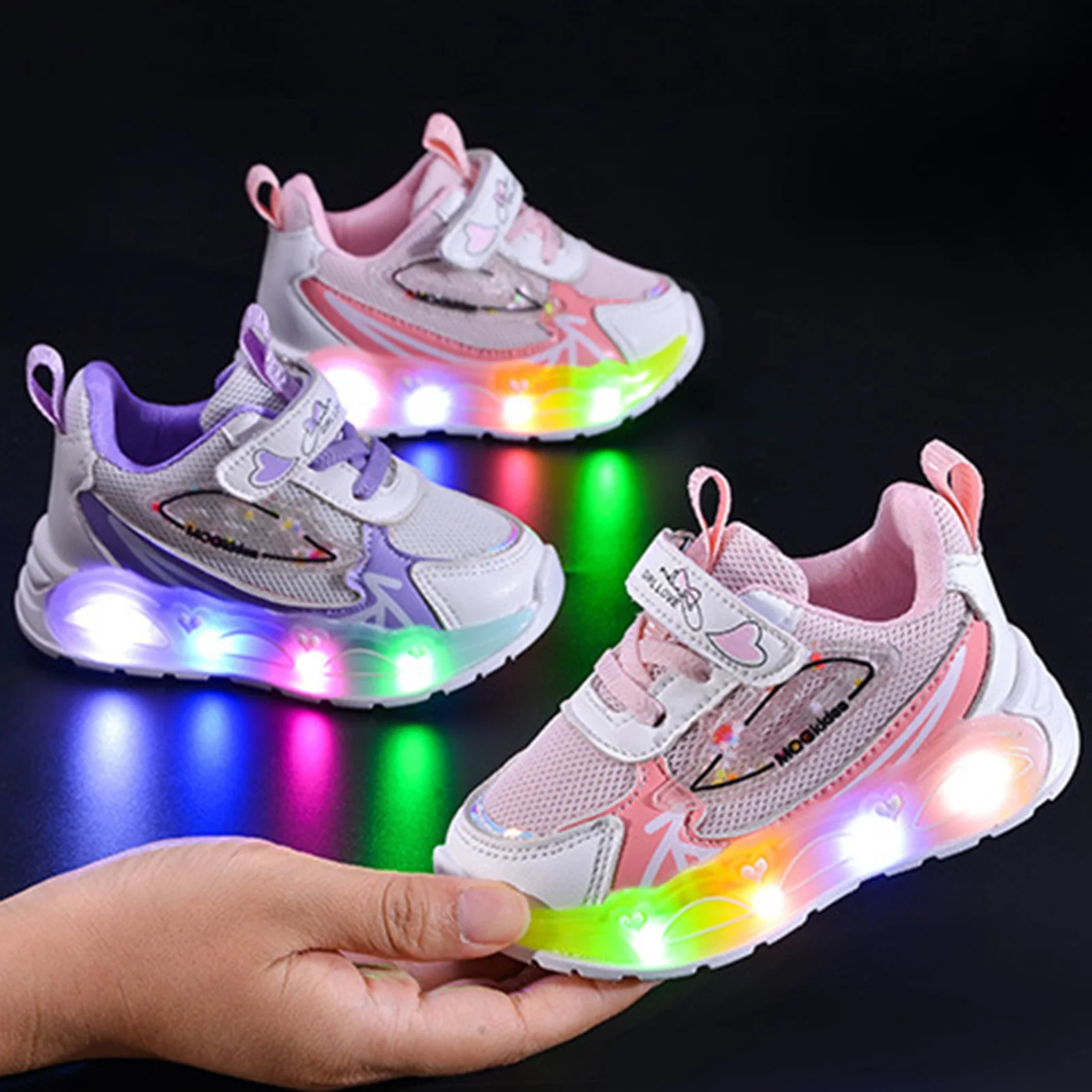 

Детская обувь со светодиодной подсветкой, мигающие кроссовки, детская спортивная повседневная обувь, дышащая теннисная прогулочная обувь со светящейся сеткой, лучший подарок