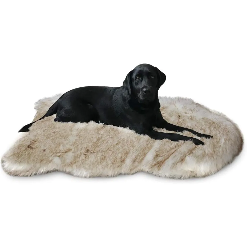 

Faux Fur Pet Bed Mat, Thick Luxury Fur Throw Rug, Super Thick Padded with Removable & Washable Cover, Winter Warm Mattress for D