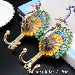 Multicolored Peacock Wall Mounted Curtain Hooks Bathroom Hangers for Hanging Clothes Bags Keys Gold Silver Copper Bronze Hook