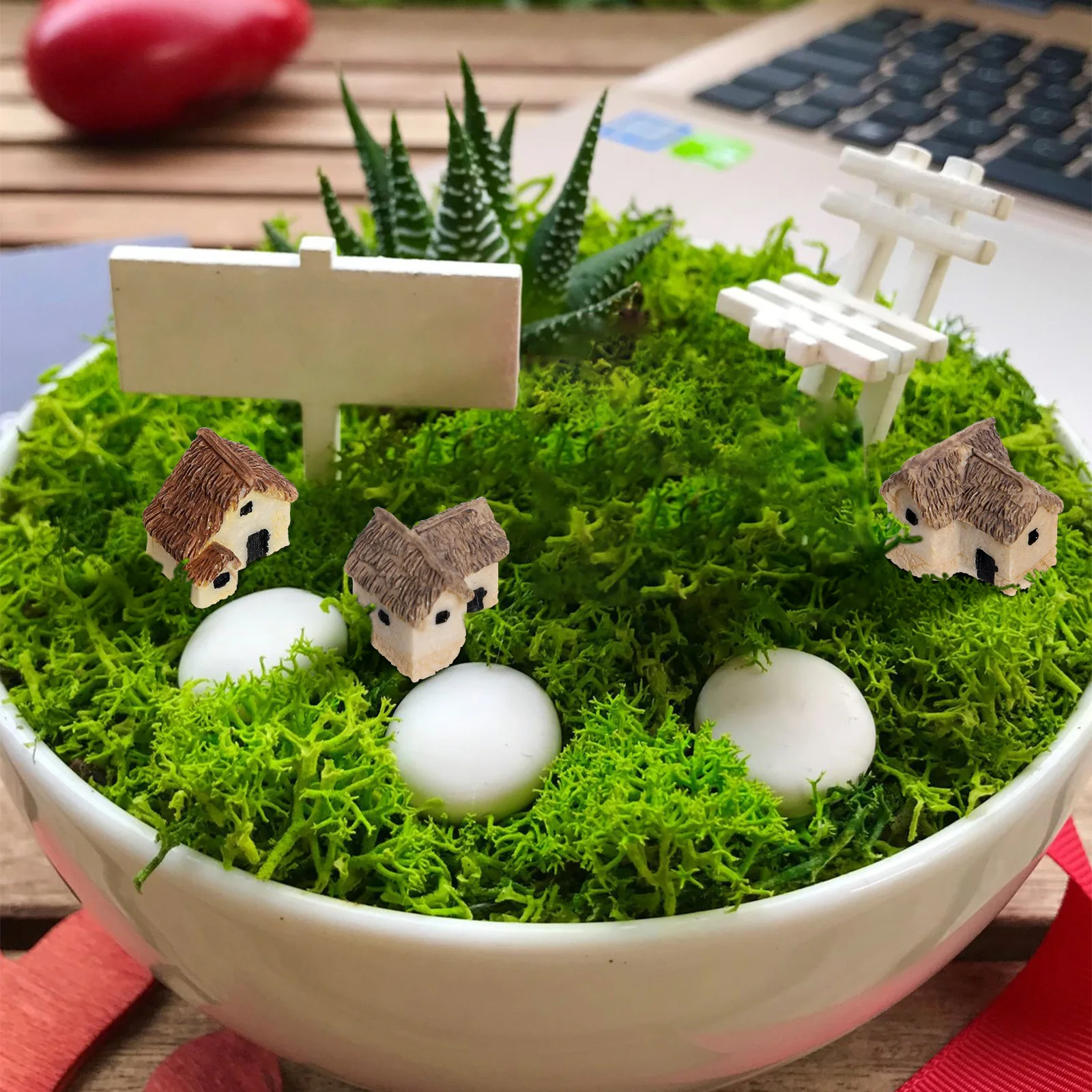 

12Pcs Miniature House Resin Ornament Micro Landscape Garden Decor Outdoor Yard Balcony Desktop Decoration Mini House Ornament