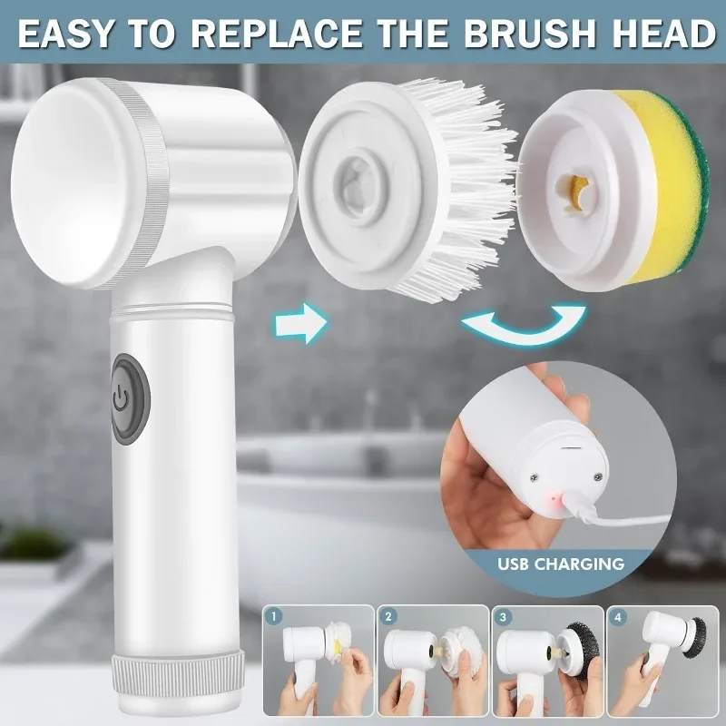 Electric Cleaning Brush Multi-purpose Bathroom Toilet Window Cleaning Brush Wireless Household Electric Bathroom Cleaning Brush