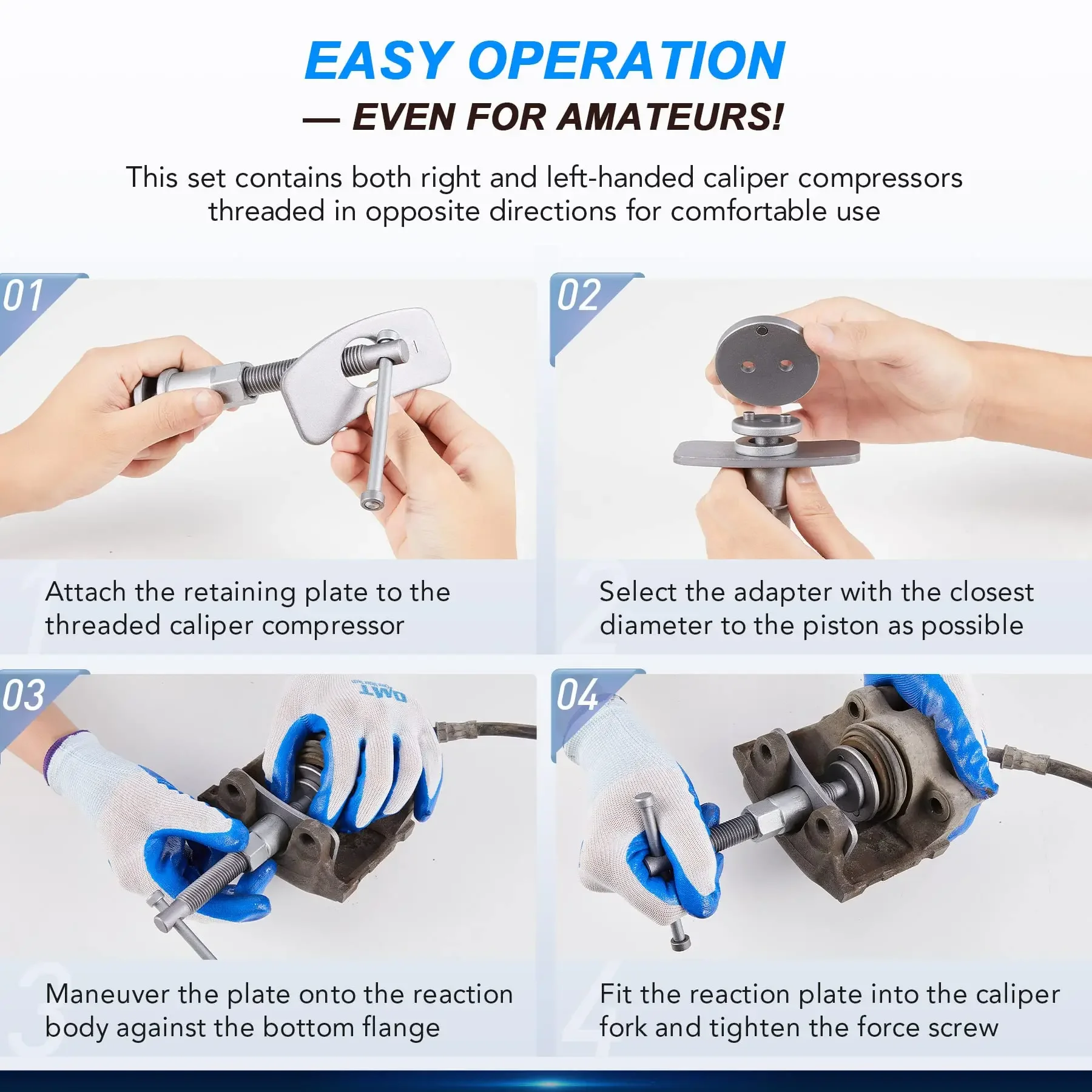 EADavid-Kit d'outils de réparation de voiture, frein à disque de voiture, réglage universel, intercalaires de roue, piston à l'arrière lointain, ensemble de 22 pièces