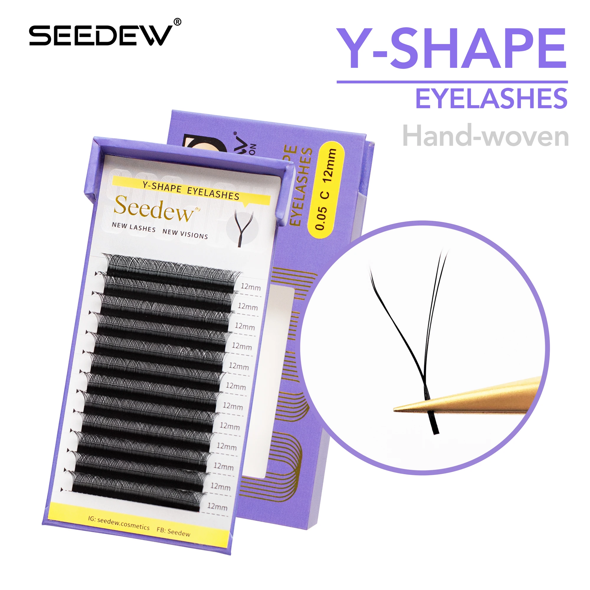 SEEDEW YY Shape przedłużanie rzęs C/D Curl naturalne miękkie rzęsy objętościowe 0.05/0.07mm dwie końcówki sztuczne rzęsy w kształcie litery Y