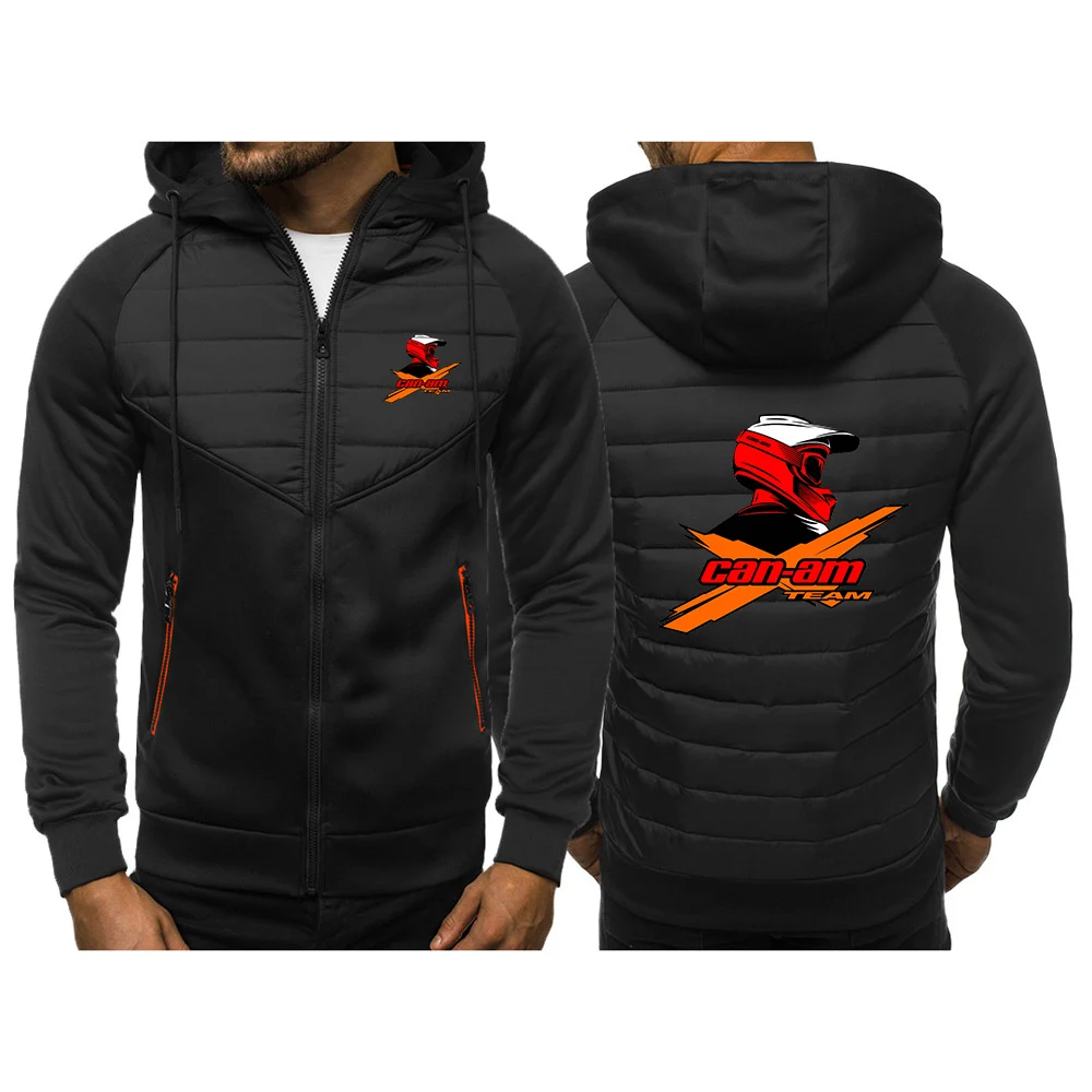 

2024 Spring Autumn Men's Can Am Team Motorcycles Logo Print Fashion Long Sleeve Splicing Zipper Casual Cotton Jacket Coat
