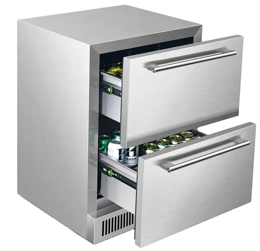 NE-359 Dual Zone Temperature Control Digital Display Stainless Steel Under Counter Bar Fridge Drawer Refrigerator