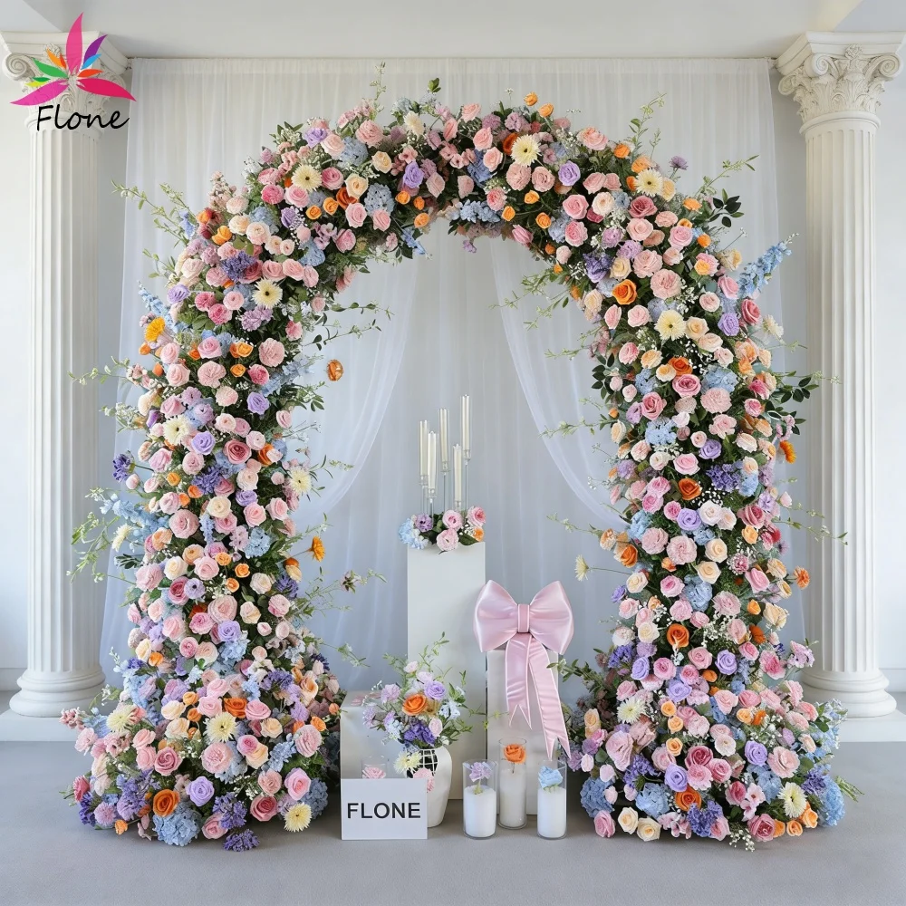 

Wedding Double-sided Arch Flower Arrangements Decoration Custom Blue Pink Purple Fleurs Artificielles Mariage Decor Props FL3040