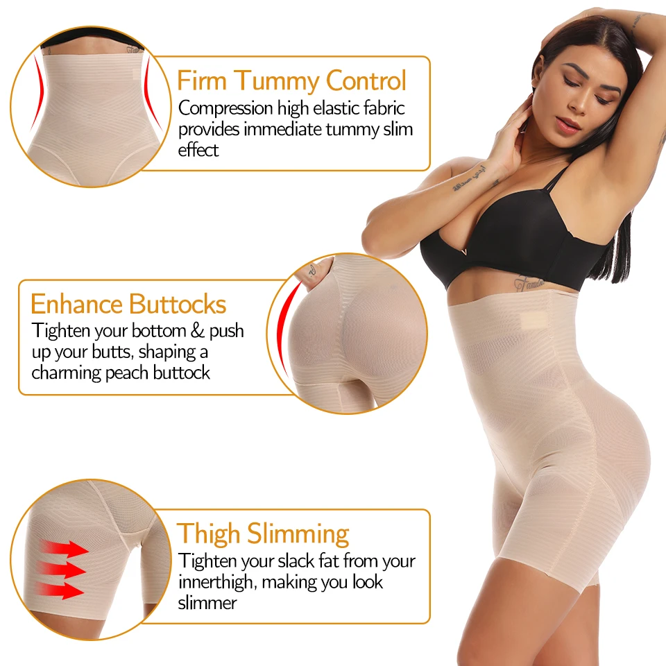 Shaper do corpo de cintura alta para mulheres, calcinha controle barriga, levantador de bumbum, roupa interior emagrecedora, shapewear cincher