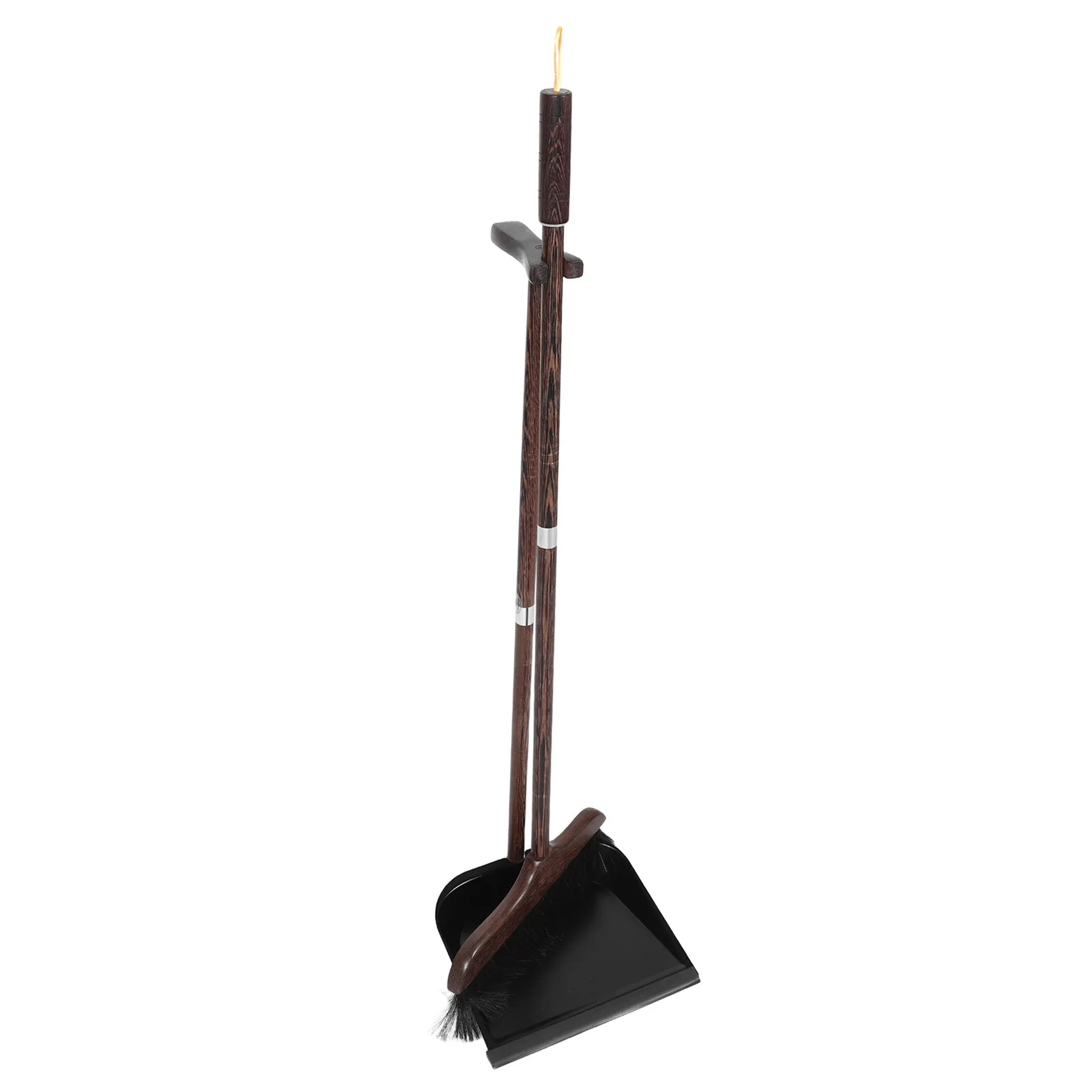 1Set Dustpan Broom Set Natural Bristle Horsehair Broom Wood Handle Upright Standing Dustpan Combo Indoor Outdoor Home Kitchen