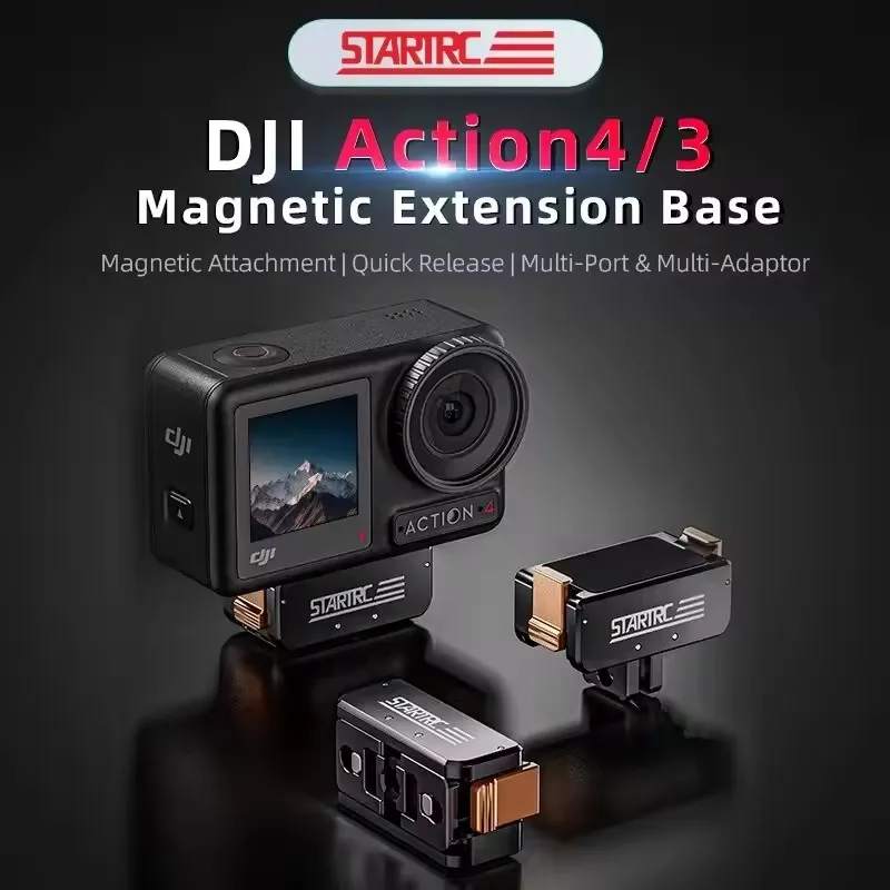 STARTRC Camera Magnetic Mount for DJI Action 5 Quick Release Adapter Extension Base Foldable Stand Bracket Camera Accessories