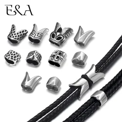 316L Stainless Steel Slide Beads Double Hole Fit 5mm Rope Jewelry Making DIY Men's Leather Bracelet Spacer Metal Charms