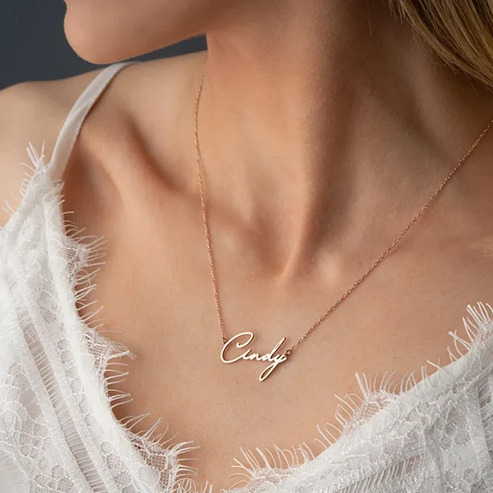 Maßge schneiderte Halsketten für Frauen Edelstahl Schmuck personal isierte Name Anhänger Goldketten Choker Kragen Nombre Personal izado