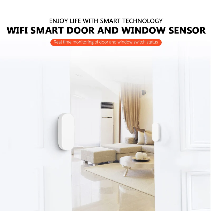 Xiaomi-Tuya Sensor de porta Wi-Fi doméstico inteligente, alarme de janela, detectores abertos, fechados, proteção de segurança, vida inteligente, Alexa, Google