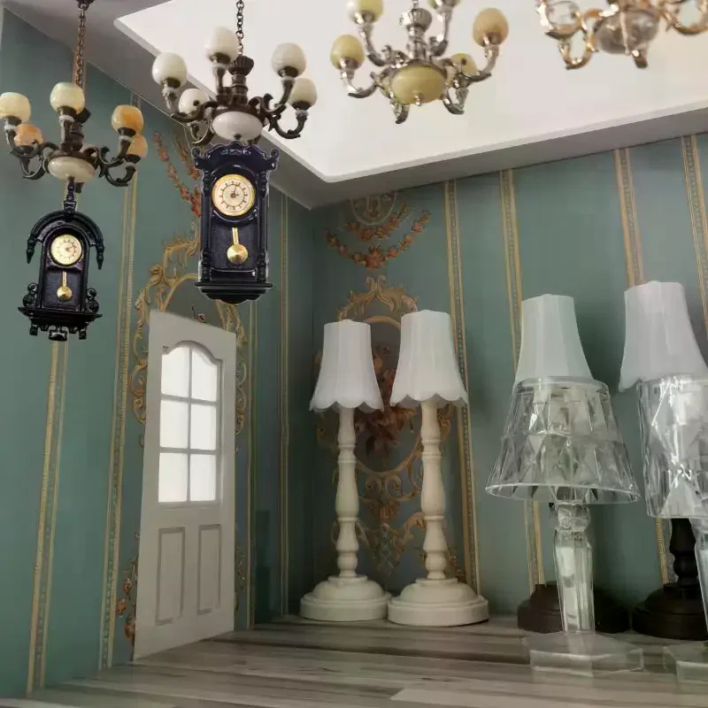 1/12 Dollhouse Vintage Simulation Wall Clock Model Doll Home Clock Living Room Decor Toy Dolls House Micro Scene Accessories