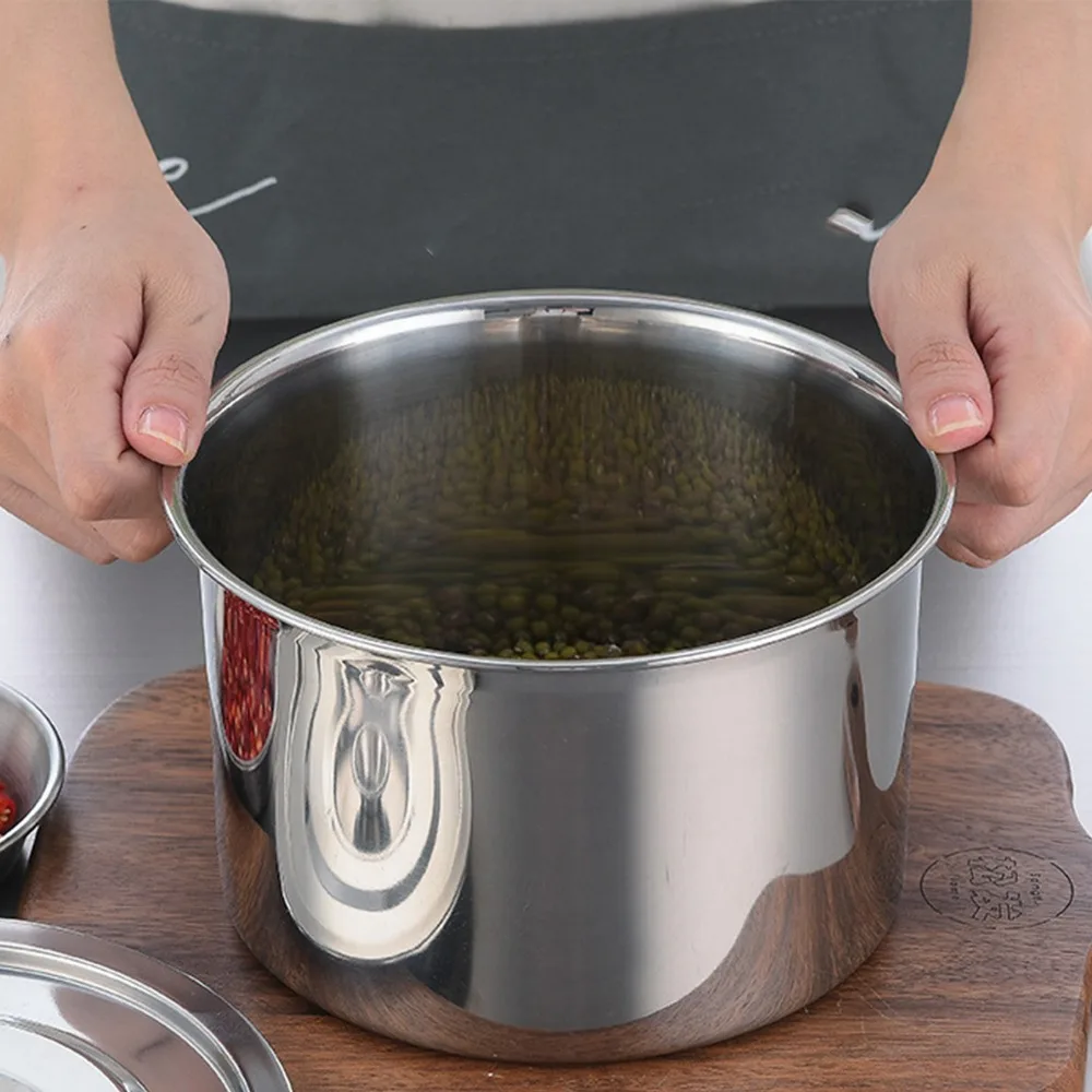 Practical 304 Stainless Steel Stew Pot With Lid 800ml/1600ml Seasoning Container Mixing Bowl With Lid Kitchen Use
