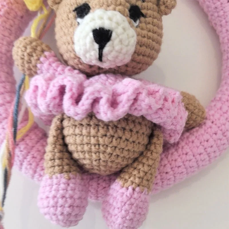 Karangan Bunga Nama Rajutan Pribadi dengan Beruang dan Balon, Dekorasi Dinding Kamar Bayi Khusus, Hadiah Buatan Tangan untuk Bayi Baru Lahir, Hadiah untuk Acara Pesta Bayi