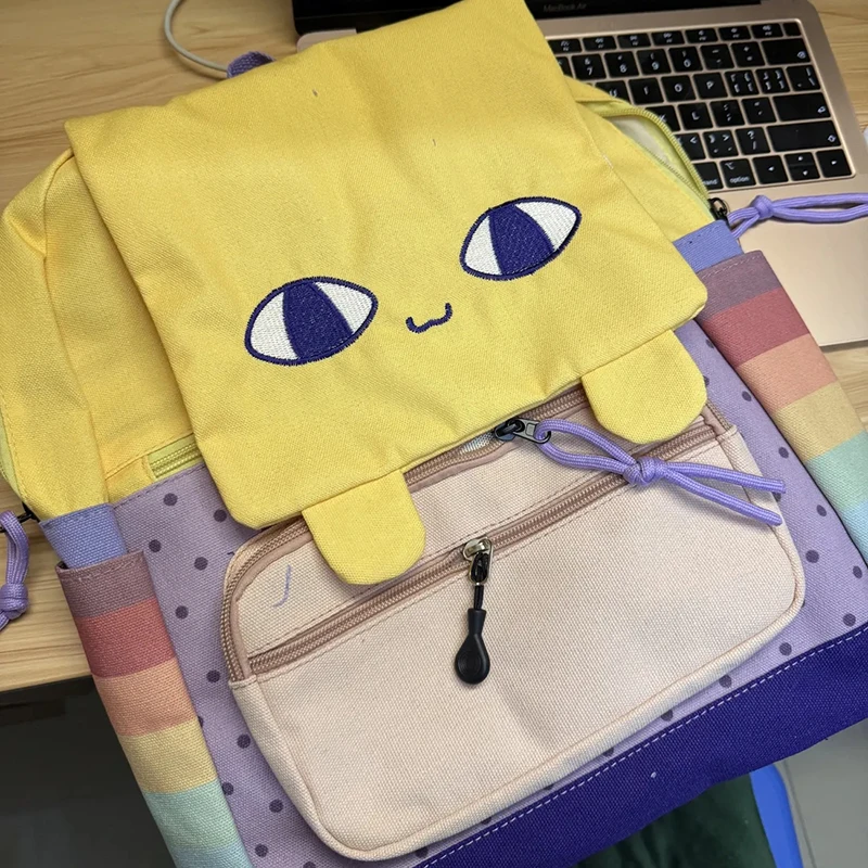 Anime OMORI Cartoon Yellow Cat Backpack Cute Lightweight Student