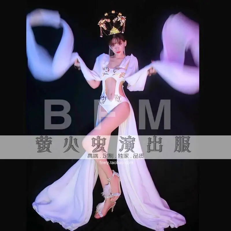 Nighebar النمط الصيني أداء زي نمط جديد مثير مهرجان منتصف الخريف Chang'e الأبيض مجموعة عيد الحب #5