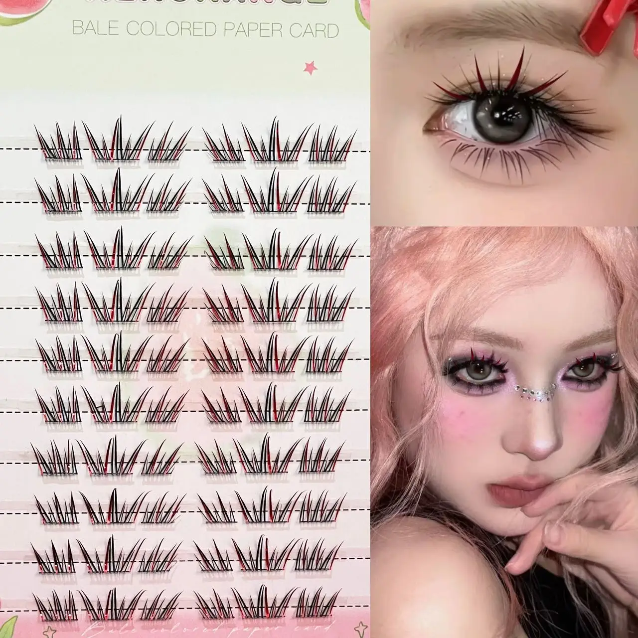Herorange Dark Night Red Color Cluster Lashes 18 36 60 Bundles 9-12mm Natural No Lifting Daily Stage Photo Makeup