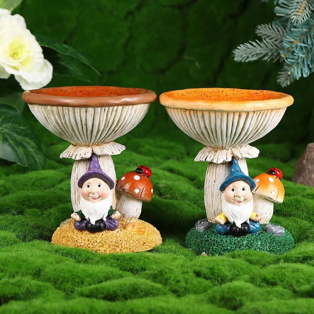 CX Mushroom Bird Feeder Yard Decorative Ornament Resin Creative Yard Ornament
