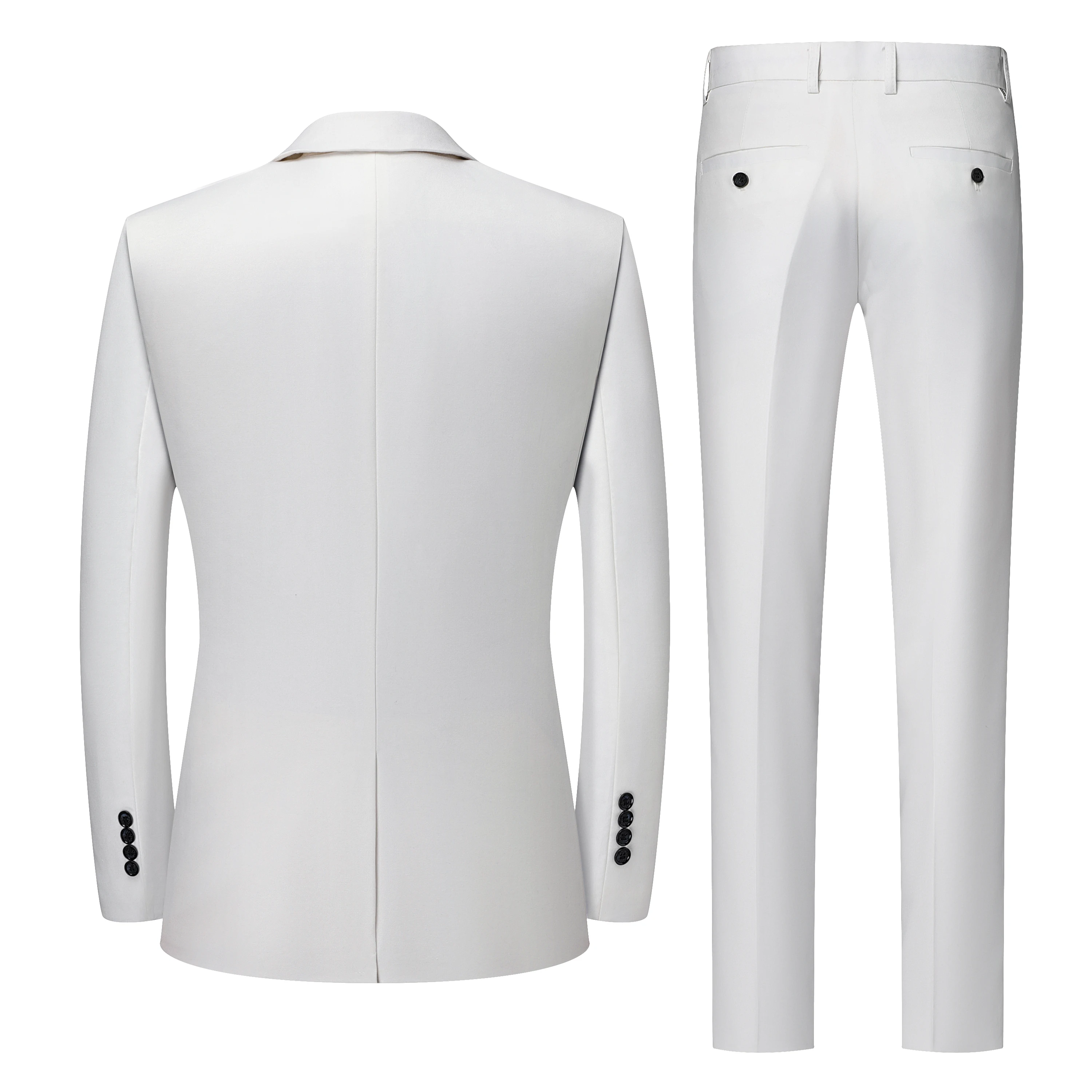 Men's White High-End Suit Two-Piece Suit Four Seasons Business Formal Wear Anti-Wrinkle Non-Stick Wool Suit Workplace Work Cloth - Image 2