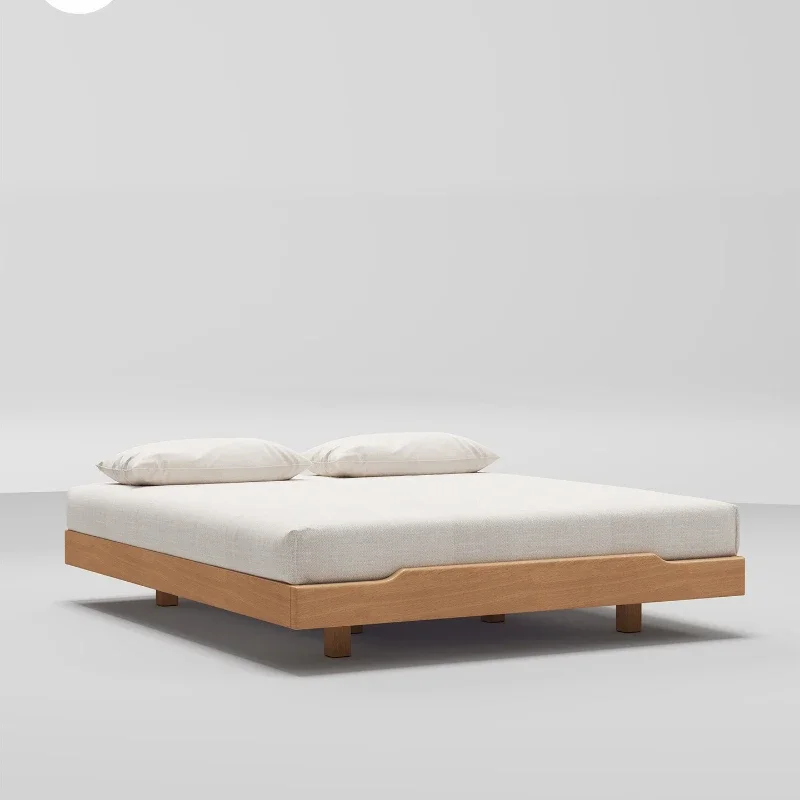 

All solid wood suspended bed without bedside, flush edge beech bed frame