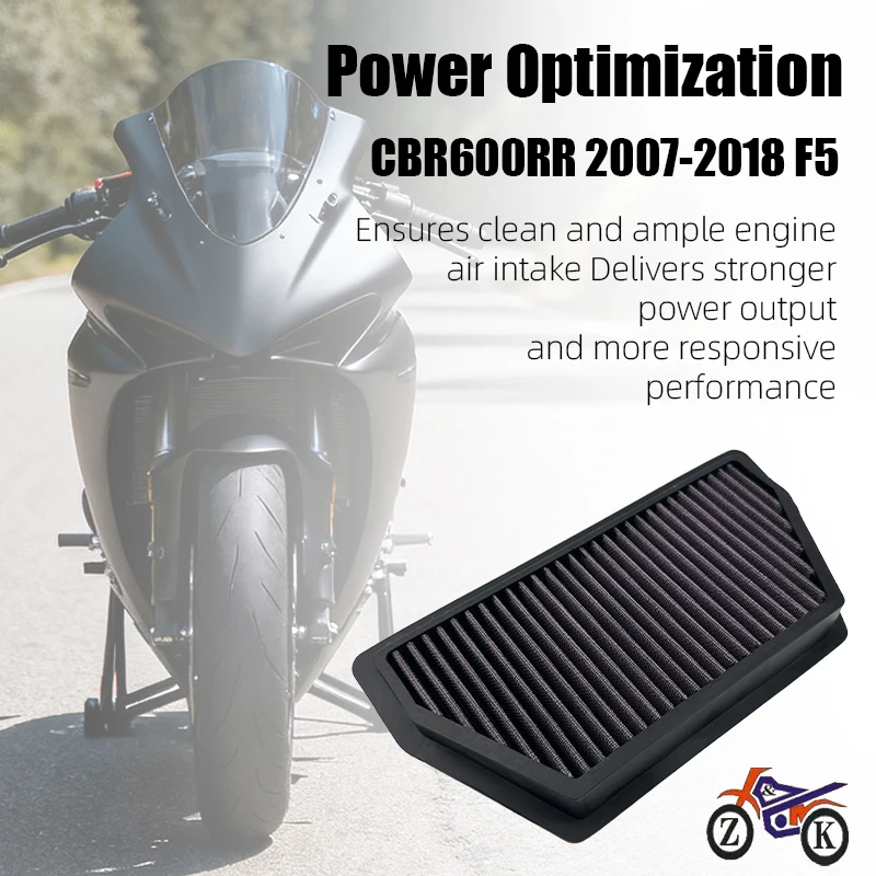 1pcs Motorcycle Air Filter Replacement For Honda CBR600RR 2007-2018 F5 High Flow Motorcycle Engine Intake Air Cleaner Element