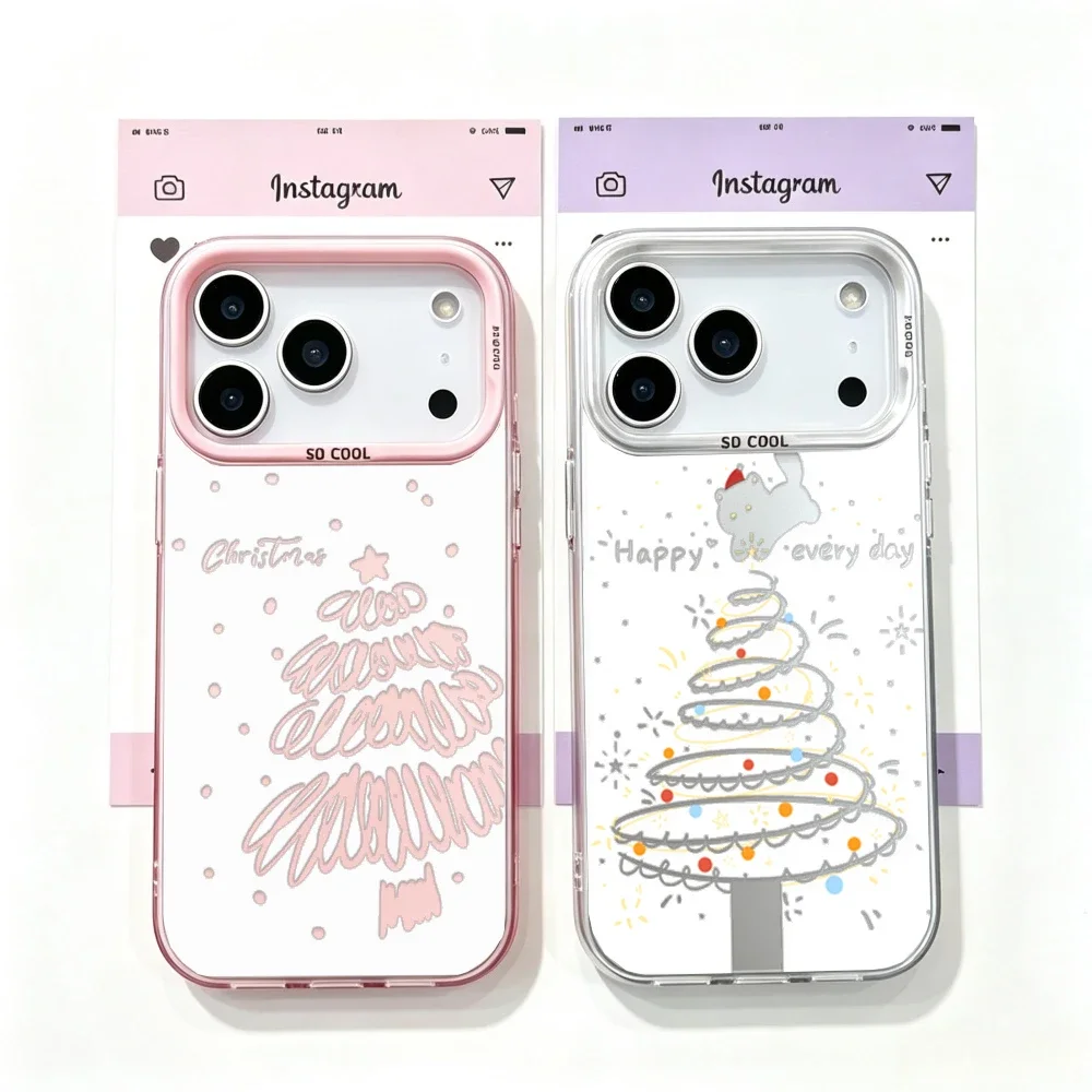 Wave Point Christmas Tree Case For Samsung Galaxy S26 Ultra S25 Edge S24 S23 Plus S26 FE S20 Matte IMD Hard Acrylic Cover