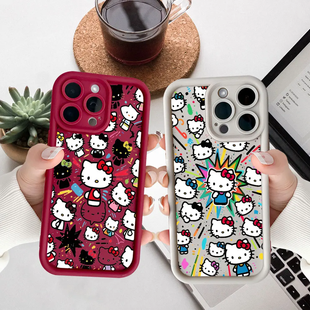 

Cute Cartoon Hello Kitty Cat Phone Case For Redmi 15 14C 13 13C 12 12C 10 10C 9C 9A 9T 9 A5 A3 K60 K50 K40 Ultra Silicone Cover