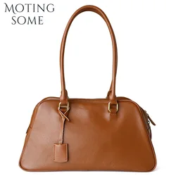 Motingsome Retro torby do gry w kręgle luksusowa pierwsza warstwa skóry wołowej o dużej pojemności moda damska dojazdy do pracy torba pod pachami torebka na ramię