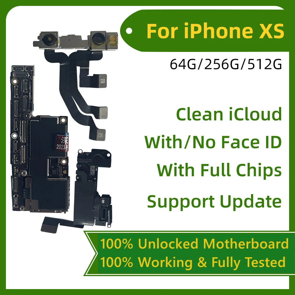 Unlocked For iPhone XR Motherboard For iphone X XS Max With/No Face ID Logic board MainBoard Free Clean iCloud, Support update