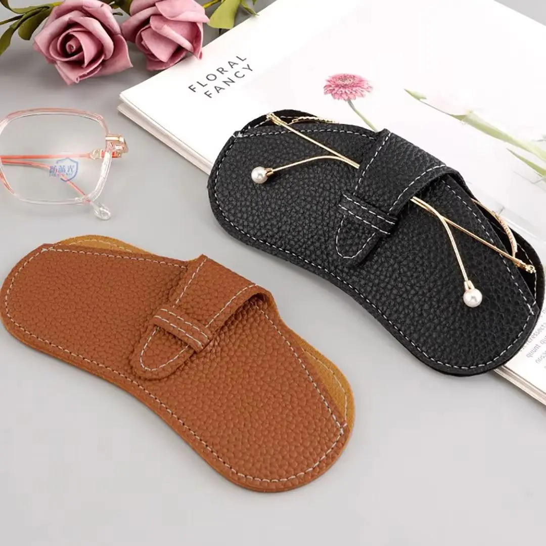 Soft Leather Glasses Bag, Portable Ins Glasses Case, Sunglasses, Men's and Women's Glasses Storage Bag, Protective Cover image 2