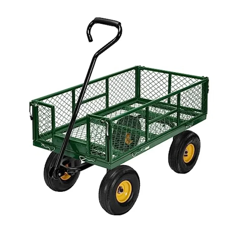 Heavy Duty 880 Lbs 4.5 Cu Feet Mesh Steel Garden Cart Utility Wagon