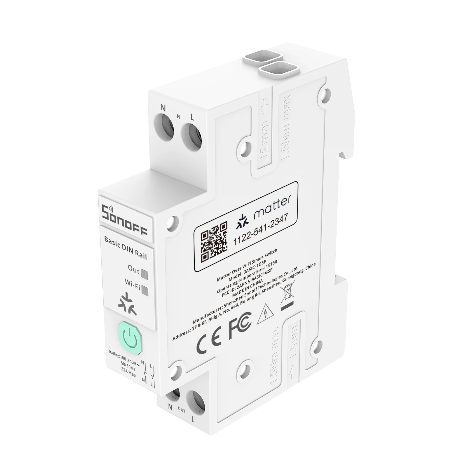 interrupteur-intelligent-sonoff-basic-1gsp-sur-rail-din-compatible-matter-via-wifi-avec-surveillance-de-la-consommation-en-temps-reel-charge-haute-puissance-32a-application-ewelink-alexa