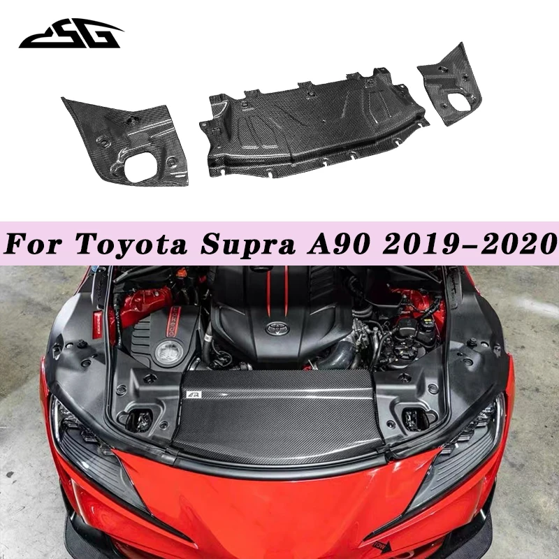 

For Toyota Supra GR A90 Carbon Fiber Water Tank Guard Car Inner Interior Cooling Slam Engine Bay Panel Radiator Cover Body Kit