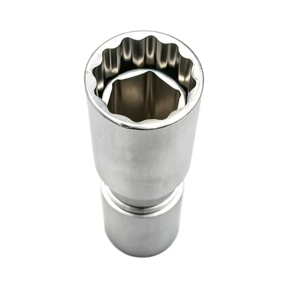 Dual Size Lug Nut Tool Telescopic Socket For Tire Changing White Tire Wheel Lug Nuts Tool Wheel 1 2 Inch Drive 21mm Flower End