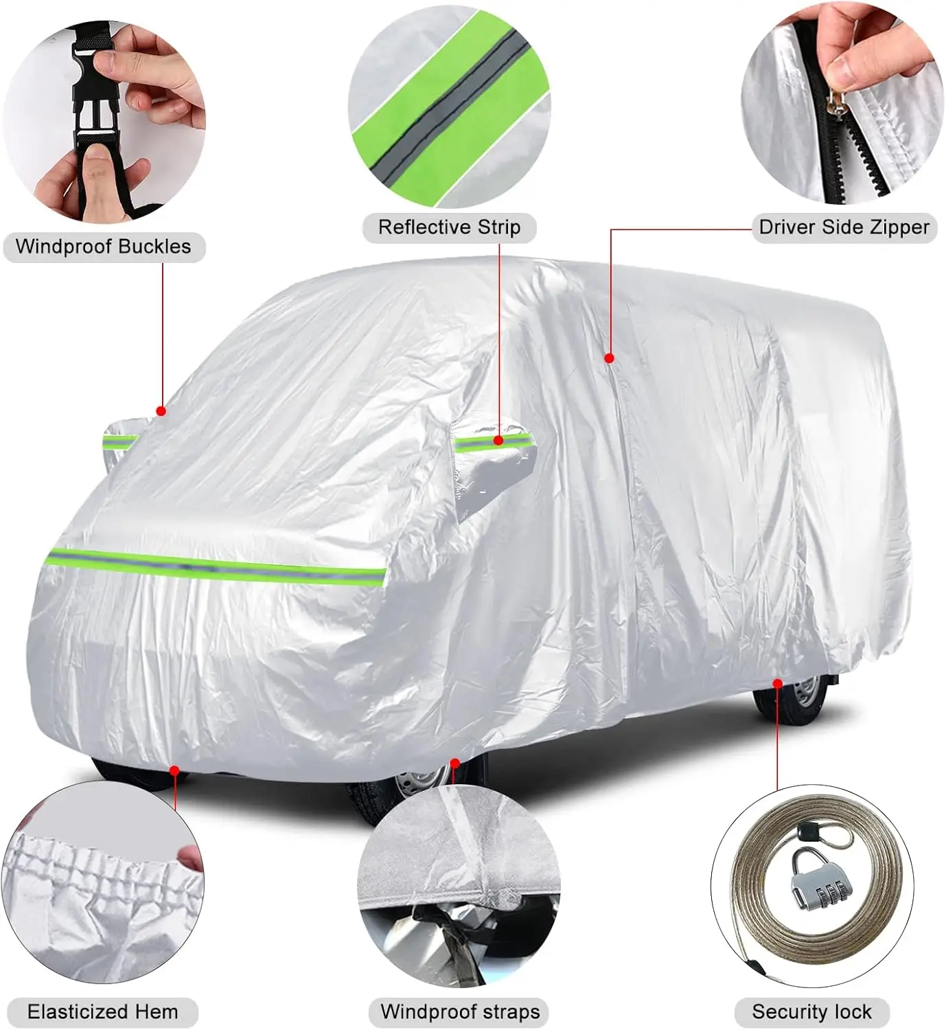 All-weather RV Cover, Silver, Waterproof Material, Protects Against Scratch, Dust, Snow for Vans up to 22.8ft