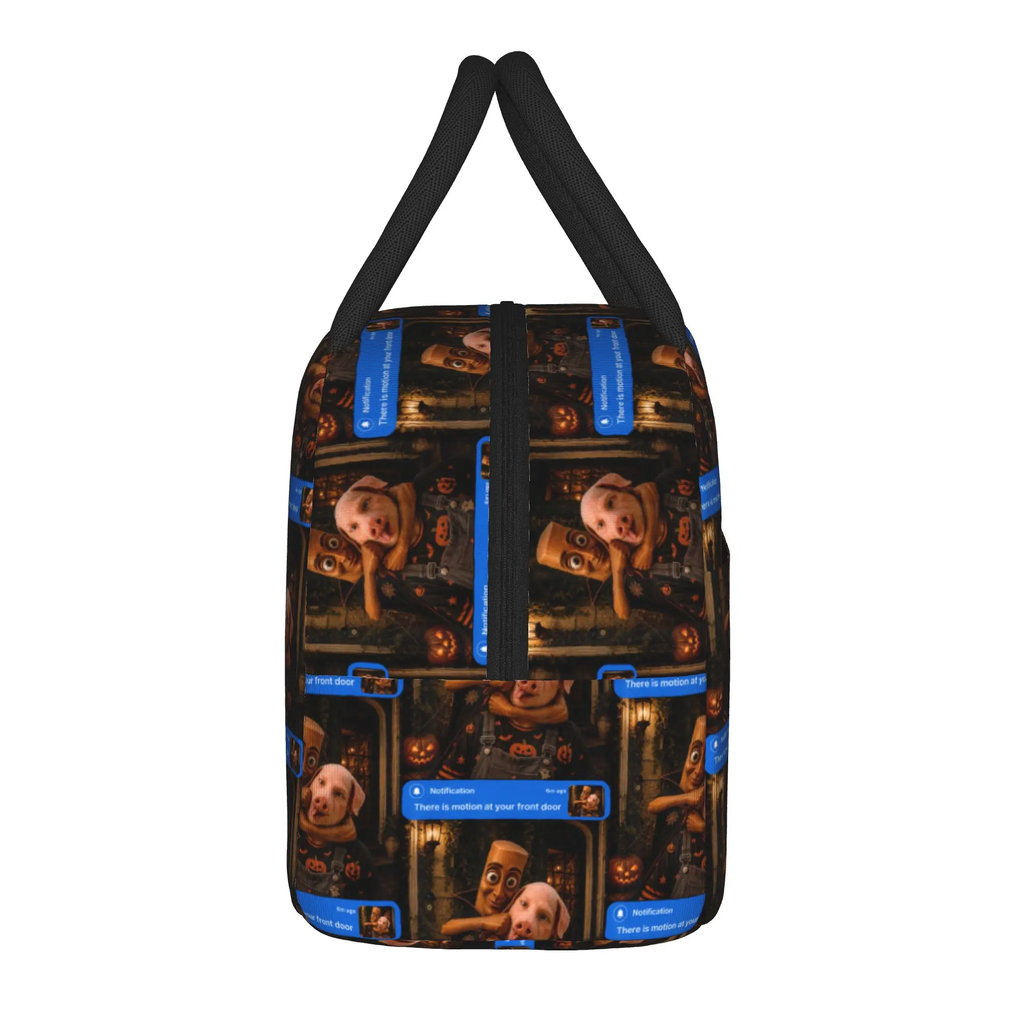 Motion at Your Front Door Tung Sahur John Pork Halloween Lunch Bag Portable Zipper Lunch Box Men Travel Print Cooler Bag