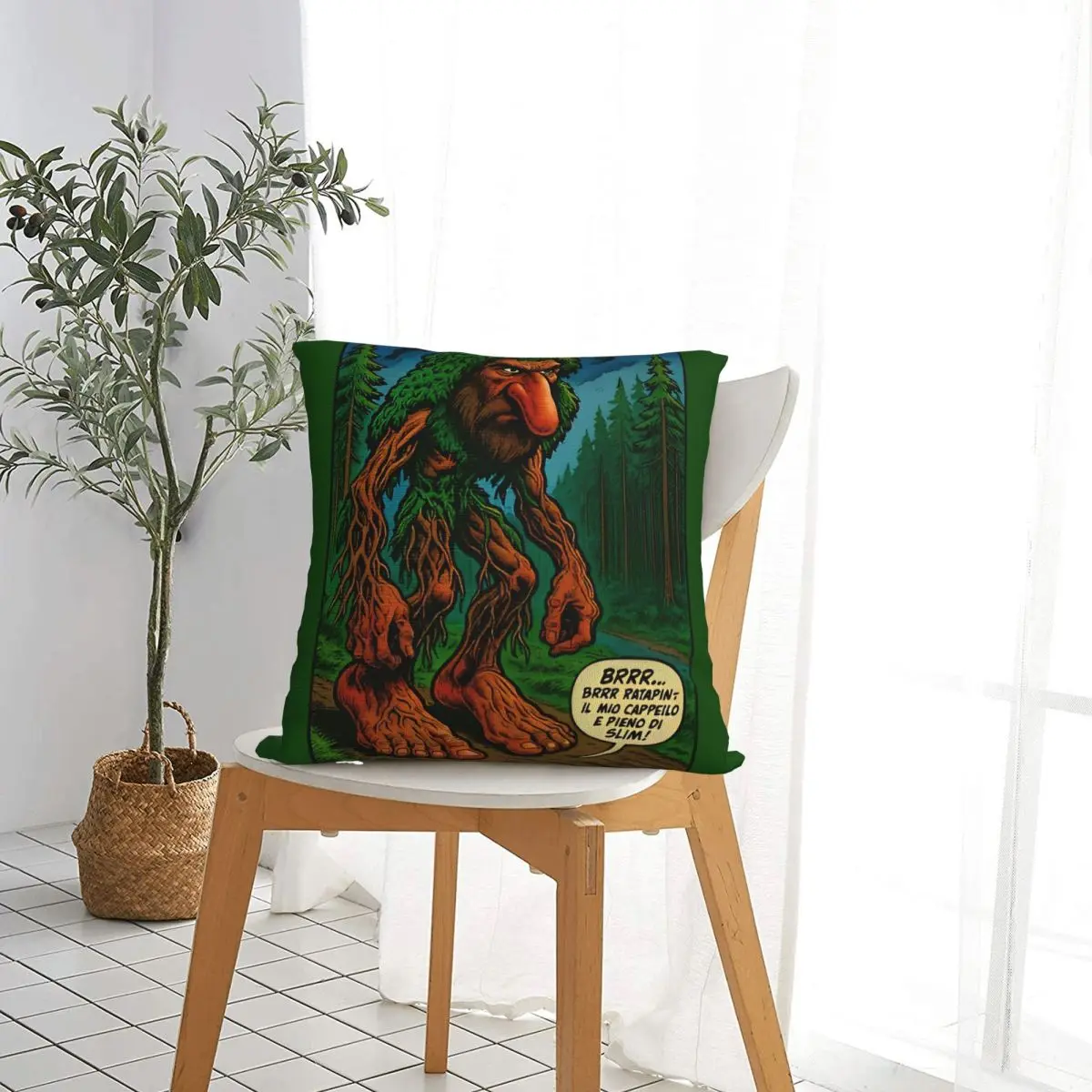 Funny Brr Brr Patapim Meme Square Pillow Cases Italian Brainrot Cushion Cover Awesome Decor Pillowcase for Home 45*45cm