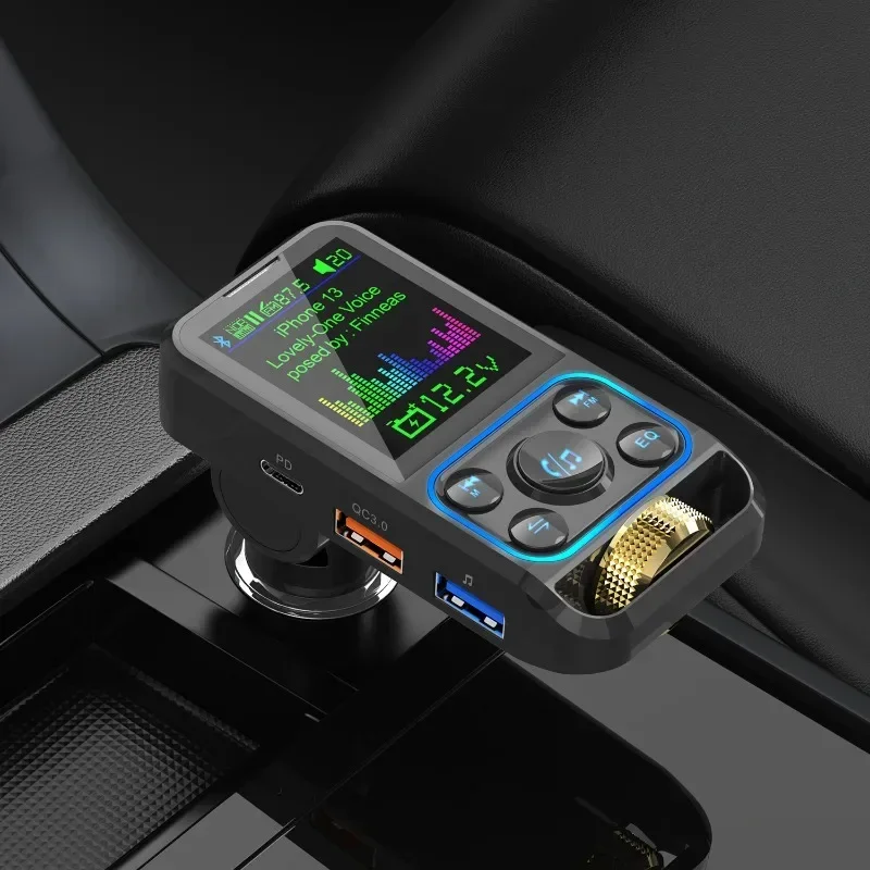 Color Display Bluetooth5.3 FM Transmitter Wireless Car 12V- 24V FM Modulator Mp3 Player Car Kit Handsfree QC3.0 Car Charger