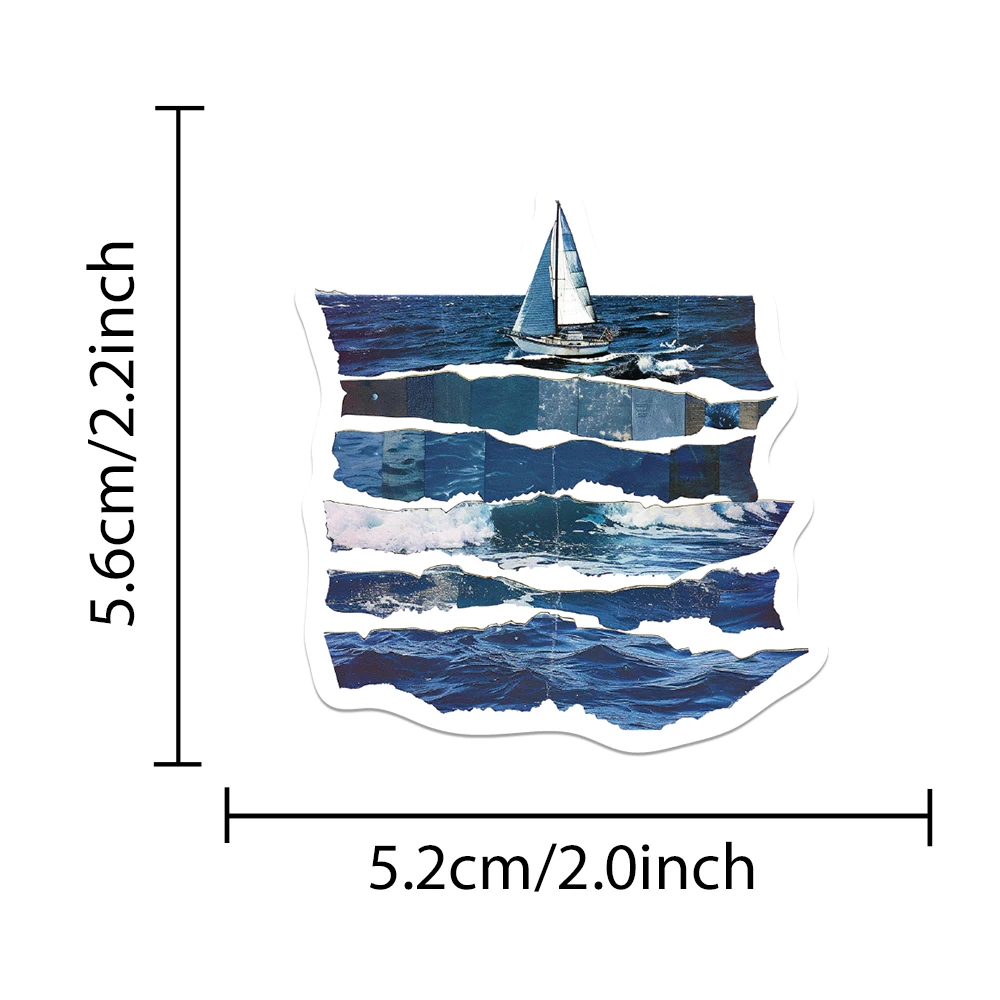 装飾用の装飾的な海のステッカー,シルバー,ブルー,冷蔵庫,スクラップブック,プランナー,電話,スーツケース,車,おもちゃ,スタイル,50個
