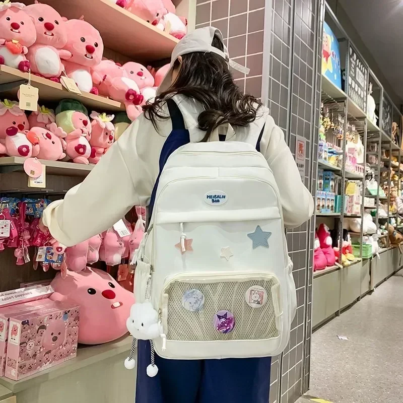 Sac d'école transparent en nylon imperméable pour filles et garçons, sacs à dos de grande capacité, solide, bouche, offre spéciale, 2024