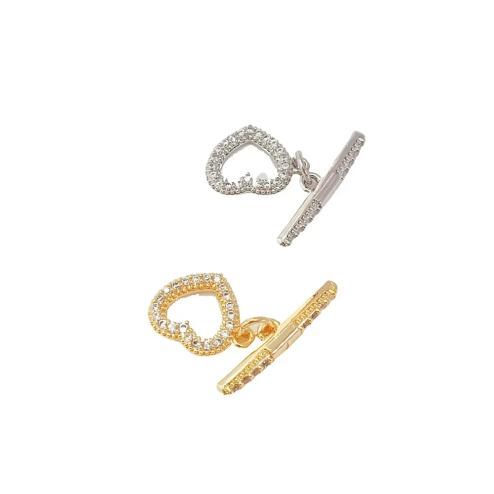 سوار من اللؤلؤ بمشبك OT على شكل قلب من الزركون المطلي بالذهب عيار 14 قيراط، مشبك توصيل سلسلة DIY رأس QQ