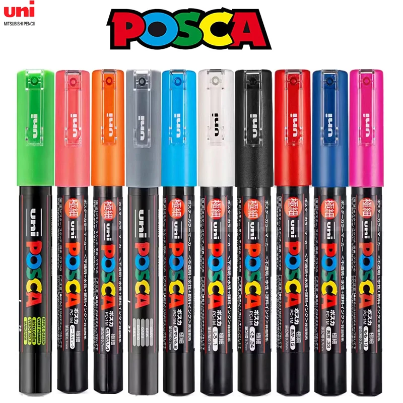 1pcs Uni Posca Paint Marker Pen,36 Colors PC-1M 0.7mm Extra Fine Bullet Tip Rock Painting Drawing Graffitti Acrylic Marking Note