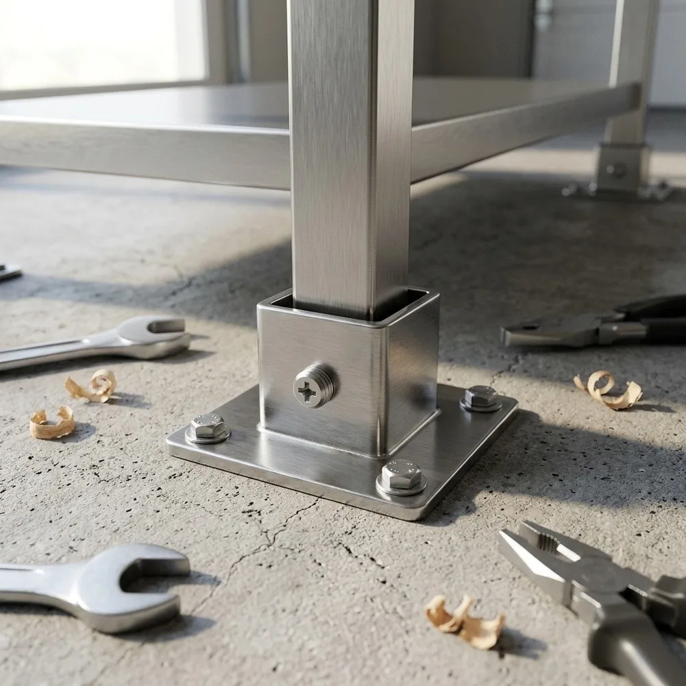Stainless Steel Square Pipe Base Plate 25x25mm or 30x30mm for DIY Furniture Railings Floor Mounting 4 8 12 Pack