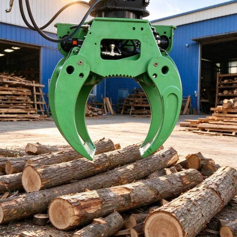 Hydraulic Grapple Saw Log Grabber Timber Cutting Clamp 360 Rotating Forestry Tree Cutter Wood Handling Attachment