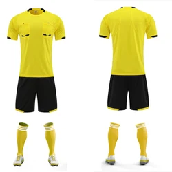 Maglia da calcio per arbitro professionale uniforme da calcio per arbitro per adulti girocollo camicia da giudice con tasche pantaloncini tuta Umpire