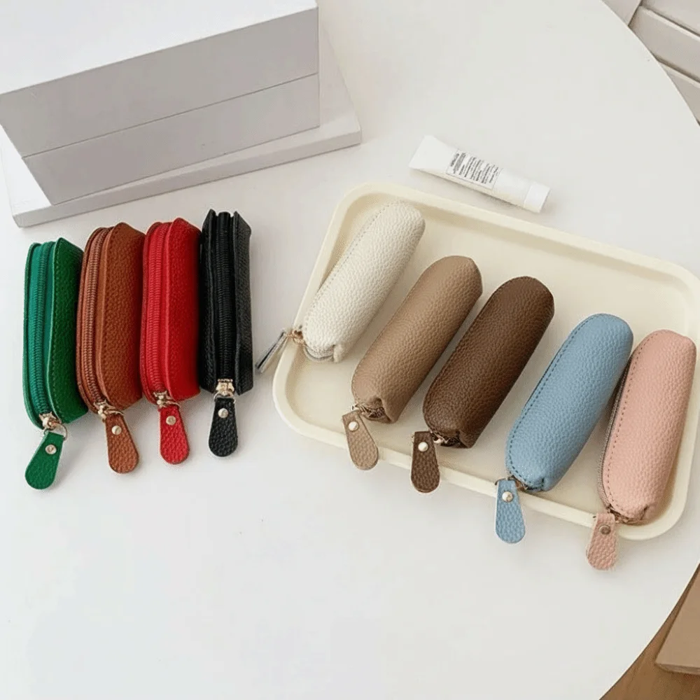 Personalized Solid Color Women's Wallet Waterproof Zipper Mini Coin Bag Compact Durable Lipstick Sstorage Bag Daily