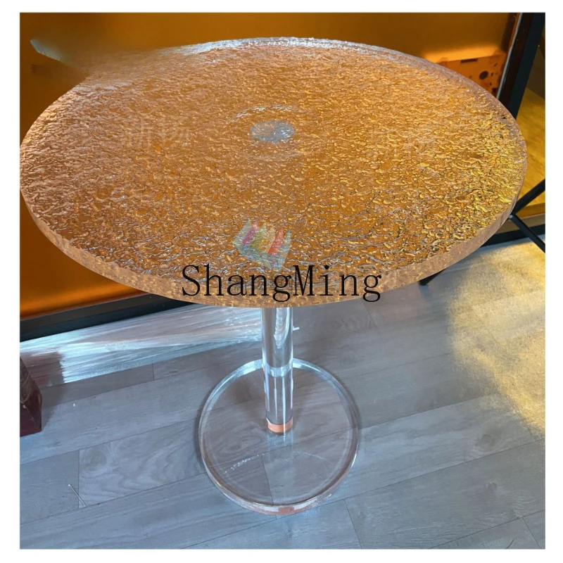 

FG Internet celebrity transparent acrylic water ripple cylindrical table stone pattern small apartment plexiglass